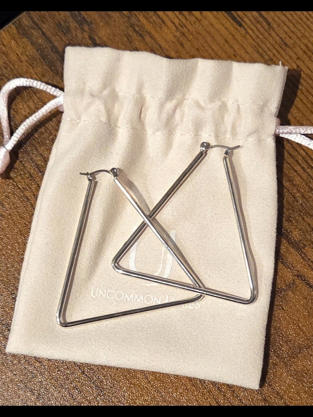 Uncommom James Geometric Silver Triangle Hoop Earrings